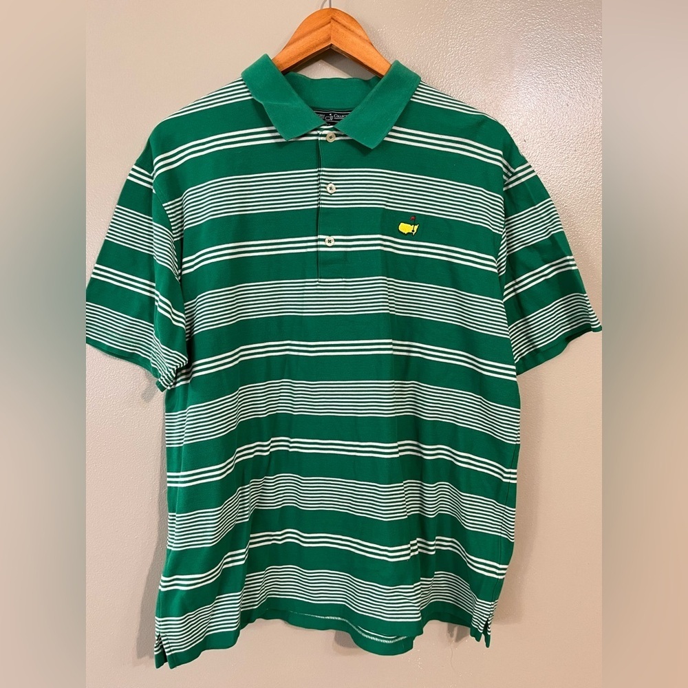 Masters Collection Men’s Pima Cotton Green Striped Polo Shirt XL